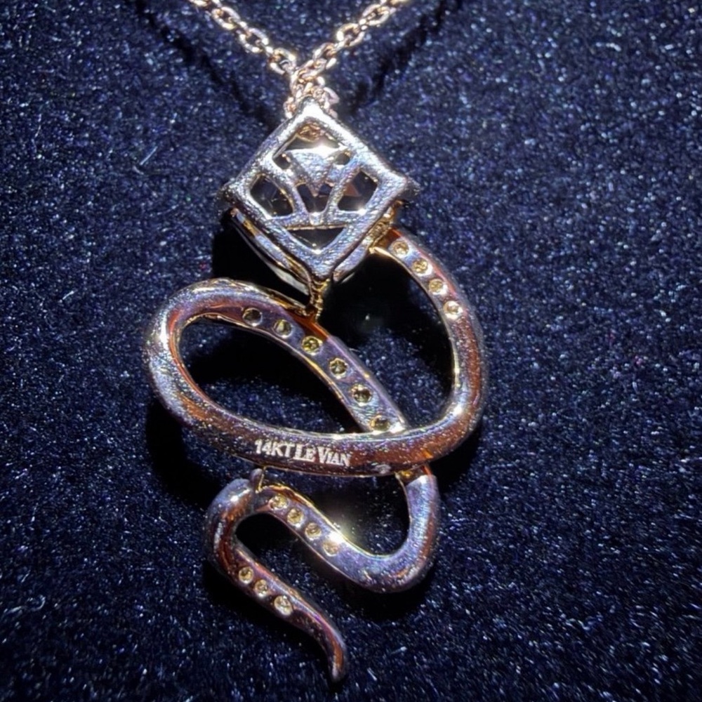 Le Vian 14K Rose Gold Natural Diamond & Smoky Quartz Swirl Pendant Necklace NWT - Picture 8 of 12